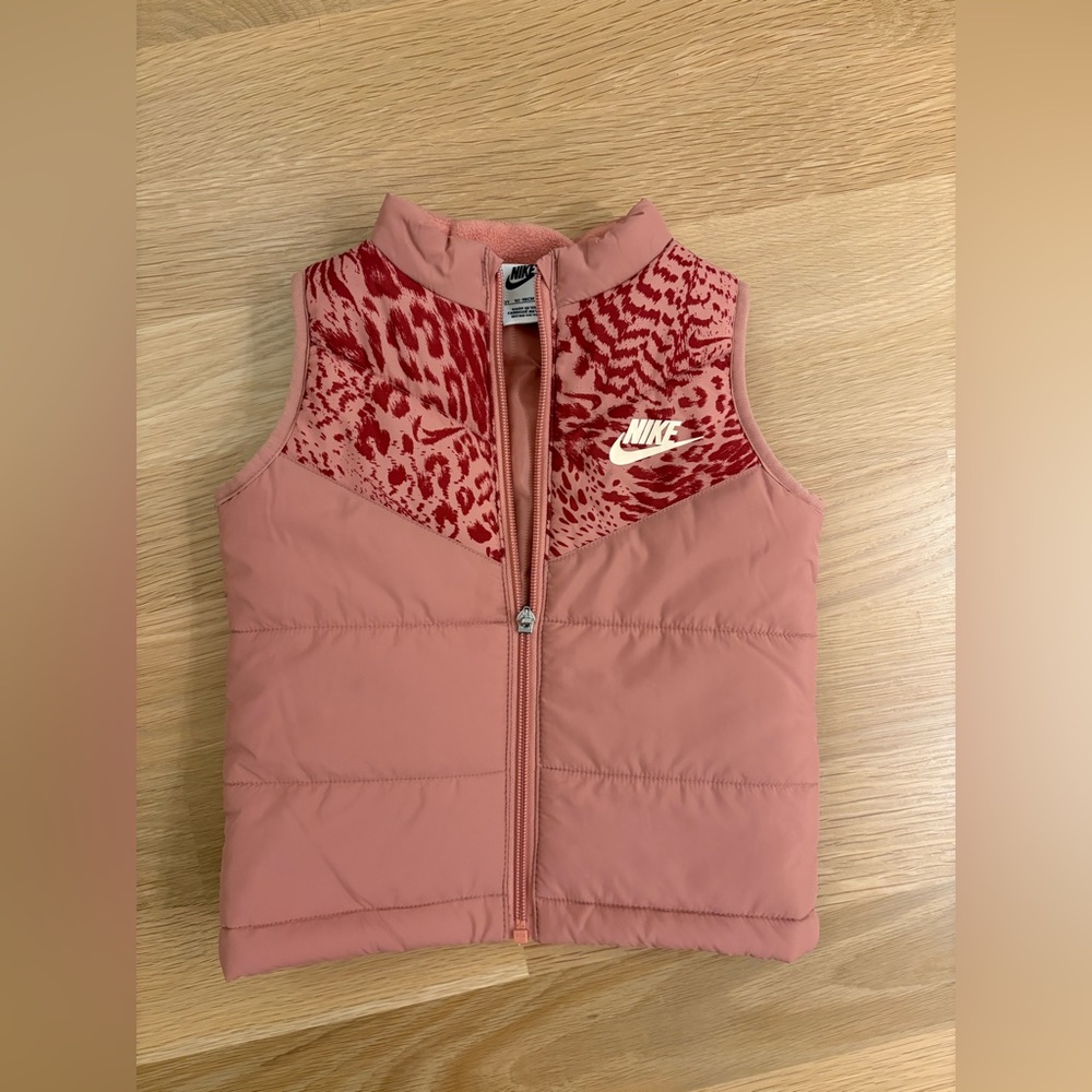 Kids Nike Puffer Vest (pink & red animal print)